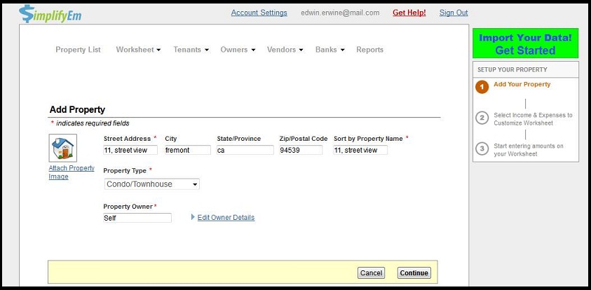 after setup property screen